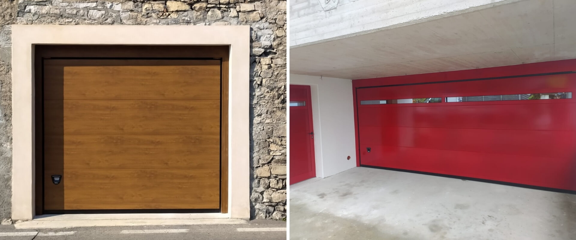porta garage colorata: effetto legno vs. colore ral rosso